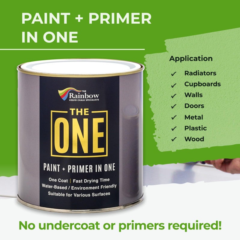 THE ONE All-In-One Paint & Primer - Off White Matte, 33.8 Fl Oz/1 Liter | 1 Coat Formula | Easy Indoor & Outdoor Decorating for Home & Garden Walls, Floors & Furniture | Water-Based & Low VOC - Image 2